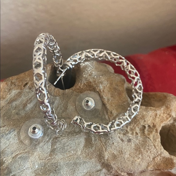 Kendra Scott Jewelry - Kendra Scott Maggie Silver Intricate Silver Hoop Earrings